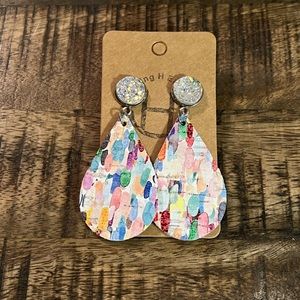 New druzy multicolor leather earrings
